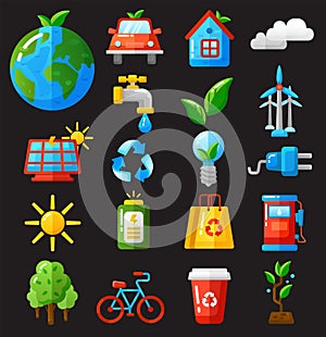 Ecology icons set vector illustration