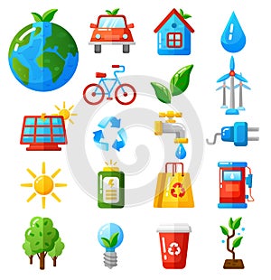 Ecology icons set vector illustration