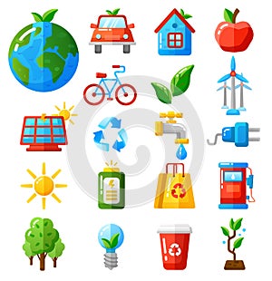 Ecology icons set vector illustration