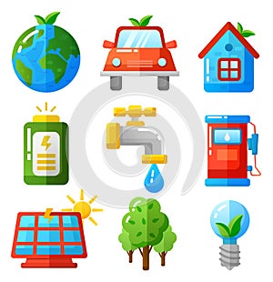 Ecology icons set vector illustration