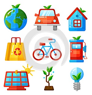 Ecology icons set vector illustration