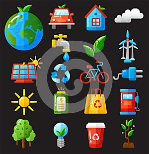 Ecology icons set vector illustration