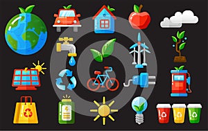 Ecology icons set vector illustration