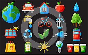 Ecology icons set vector illustration