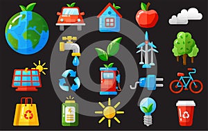 Ecology icons set vector illustration