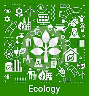 Ecology Infographics design elements. Template with eco icons. Climate strategy background