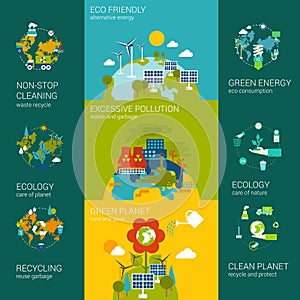 Ecology infographics flat web site concept template