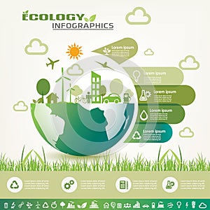 Ecology infographics, vector icons collection