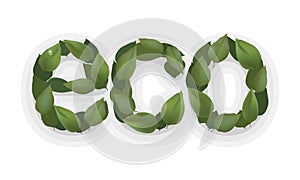 Ecology lagel green leaf, eco design logo. nature organic label plant sticker