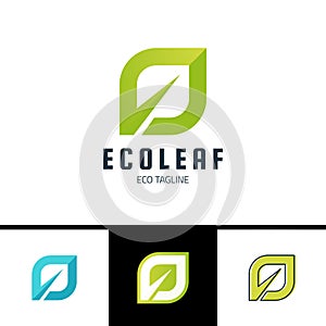 Ecology leaf logo. Green eco logotype in simple form for your company