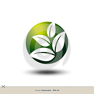 Ecology Leaf Sphere Icon Vector Logo Template Illustration Design. Vector EPS 10