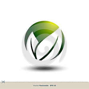 Ecology Leaf Sphere Icon Vector Logo Template Illustration Design. Vector EPS 10