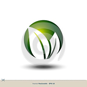 Ecology Leaf Sphere Icon Vector Logo Template Illustration Design. Vector EPS 10