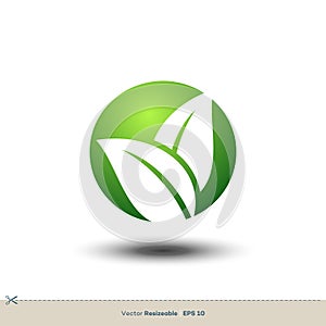 Ecology Leaf Sphere Icon Vector Logo Template Illustration Design. Vector EPS 10