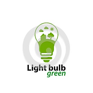 Ecology light bulb green logo icon design templat on White Background,Vector Illustration photo