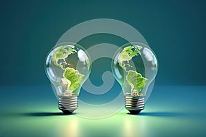 Ecology, light bulb idia with environmental protection. Generative AI