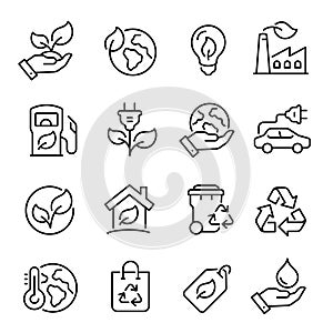 Ecology line art icon set, nature and environment photo