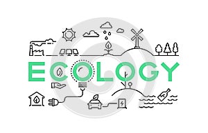 Ecology line concept. Global worming nature ecosystem green environment recycling industry. Business innovation eco set