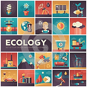 Ecology - modern flat design isquare icons