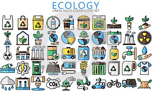 Ecology and Nature multi color Icons set