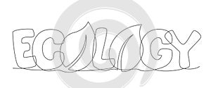 Ecology One line drawing isolated on white background