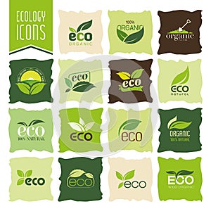 Ecology, organic icon set. Eco-icons