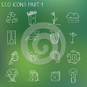 Ecology organic signs eco and bio elements in hand