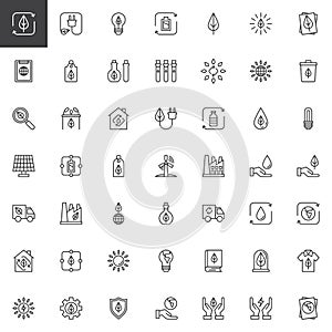 Ecology outline icons set