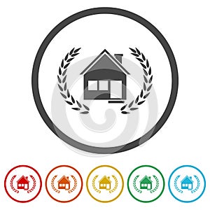 Ecology Real Estate Building. Set icons in color circle buttons