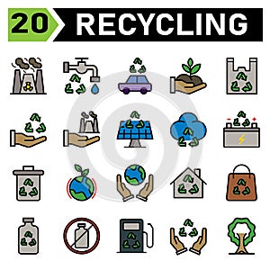 Ecology and Recycle icon set include nuclear, radioactive, radiation, toxic, power, faucet, water, ecology, eco, vehicle,
