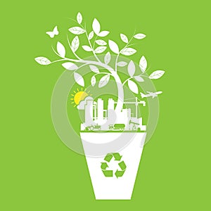 Ecology and recycle icons label