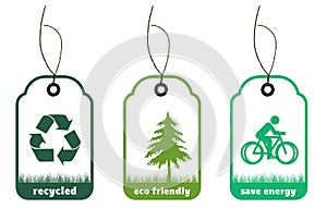 Ecology and recycle tags for environmental design