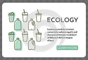 Ecology and recycling concept presentation slide template or landing page, banner design. Vector illustration isolated on white.