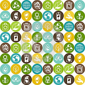 Ecology seamless pattern with environment icons.