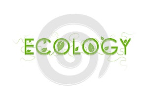 Ecology sign vector logo. Green Leaf Icon Illustration. Eco concept design.