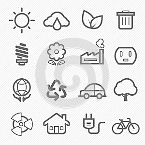 Ecology symbol line icon set