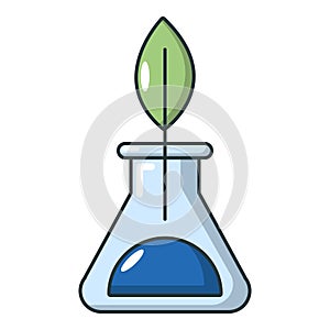 Ecology test tube icon, cartoon style