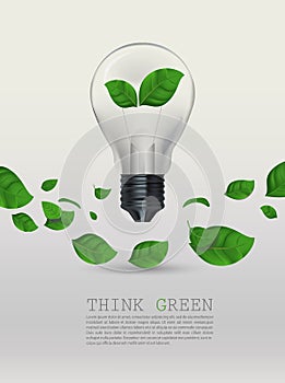 Ecology Think green bulb vector illustration.