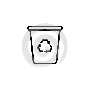 Ecology trash can line icon. Waste processing. Vector on isolated white background. EPS 10