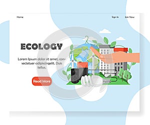 Ecology vector website landing page design template