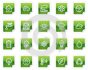 Ecology web icons, green sticker series