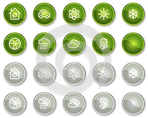 Ecology web icons set 2, circle buttons series