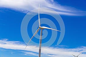 Ecology. Wind energy turbine. Wind power electricity generator.