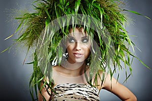 Ecology woman, green concept photo