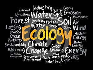 Ecology word cloud, conceptual collage