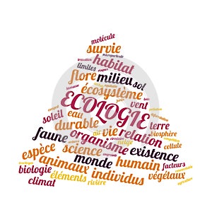Ecology word cloud vector illustration in French language
