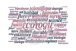 Ecology word cloud vector illustration in French language