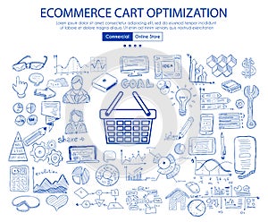 Ecommerce cart optimization concept with Business Doodle design