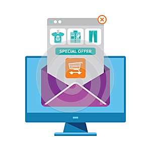 Ecommerce email marketing vector concept in flat style