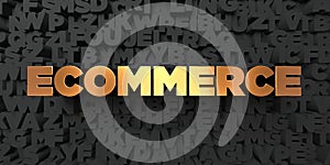 Ecommerce - Gold text on black background - 3D rendered royalty free stock picture